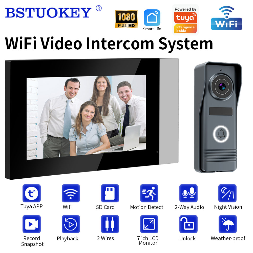 Smart Doorbell Wired - 2線式スマートホームWifi 1080Pビデオインターホン ビデオドアホン 7インチタッチモニター ビデオドアベル ドアカメラ