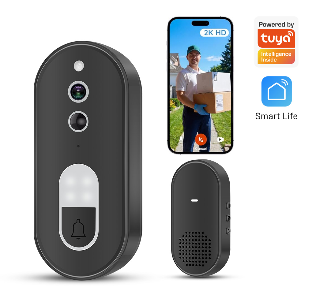 Smart Doorbell Wired - Tuya 1080P HD ワイヤレス WiFi ビデオドアベルスマートホームセキュリティカメラ双方向オーディオナイトビジョンモーション検出
