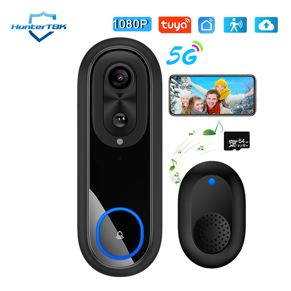 Smart Doorbell Wired - 5G 2.4G WiFi ビデオドアベル 1080P ワイヤレスベル