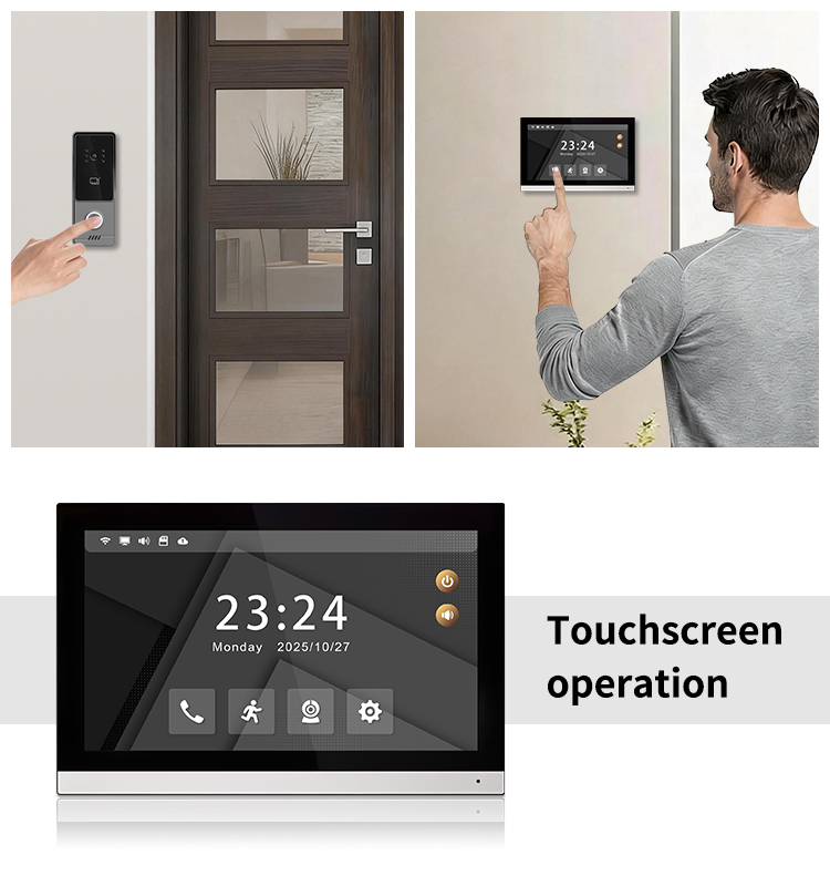 Smart Doorbell Wired - 2線式ビデオインターホンシステム 1080P WiFi Tuyaスマートビデオドアベル 10インチタッチスクリーンモニター付き