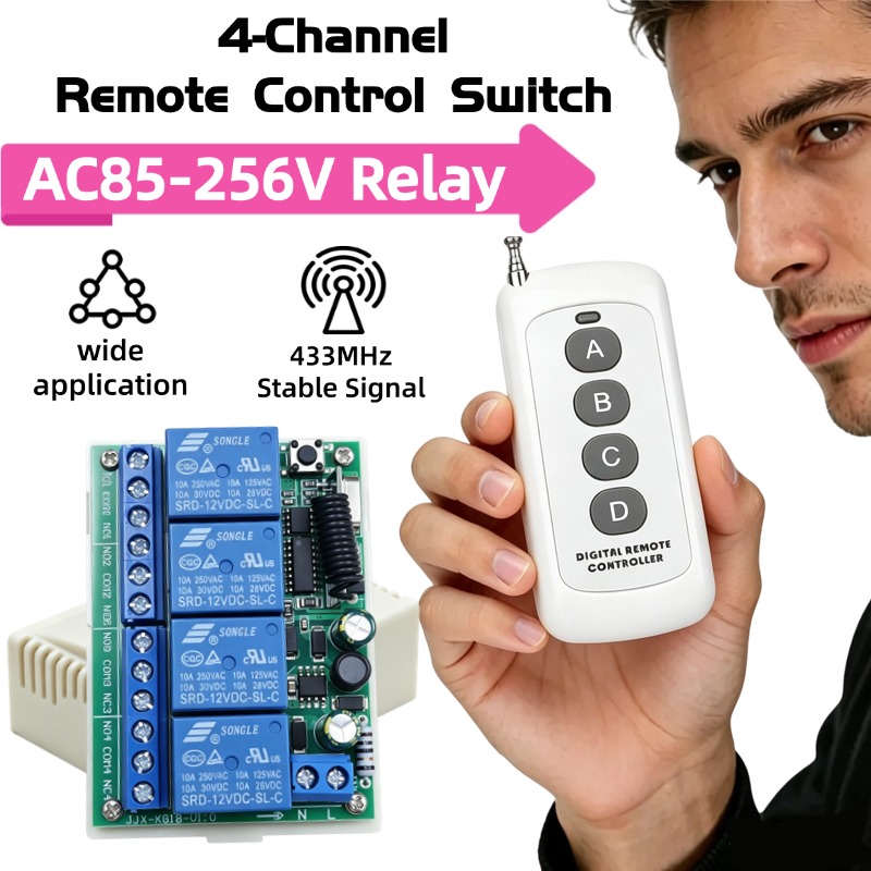 433Mhz Receiver Module - 433MHz AC 110V 220V 4CH RFリモートコントロールスイッチコントローラー