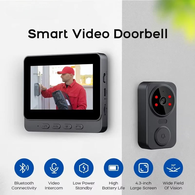 Smart Doorbell Wired - M8 スマートビジュアルドアベル WiFi 双方向インターホン赤外線ナイトビジョンリモートモニタリングセキュリティシステム