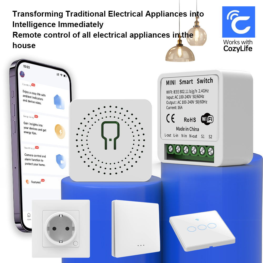 Diy Smart Home Automation Devices - スマートホームWiFiリレーモジュール 16A ミニスイッチ ワイヤレスリモートコントロールタイマー 照明機器自動化DIYデバイス用