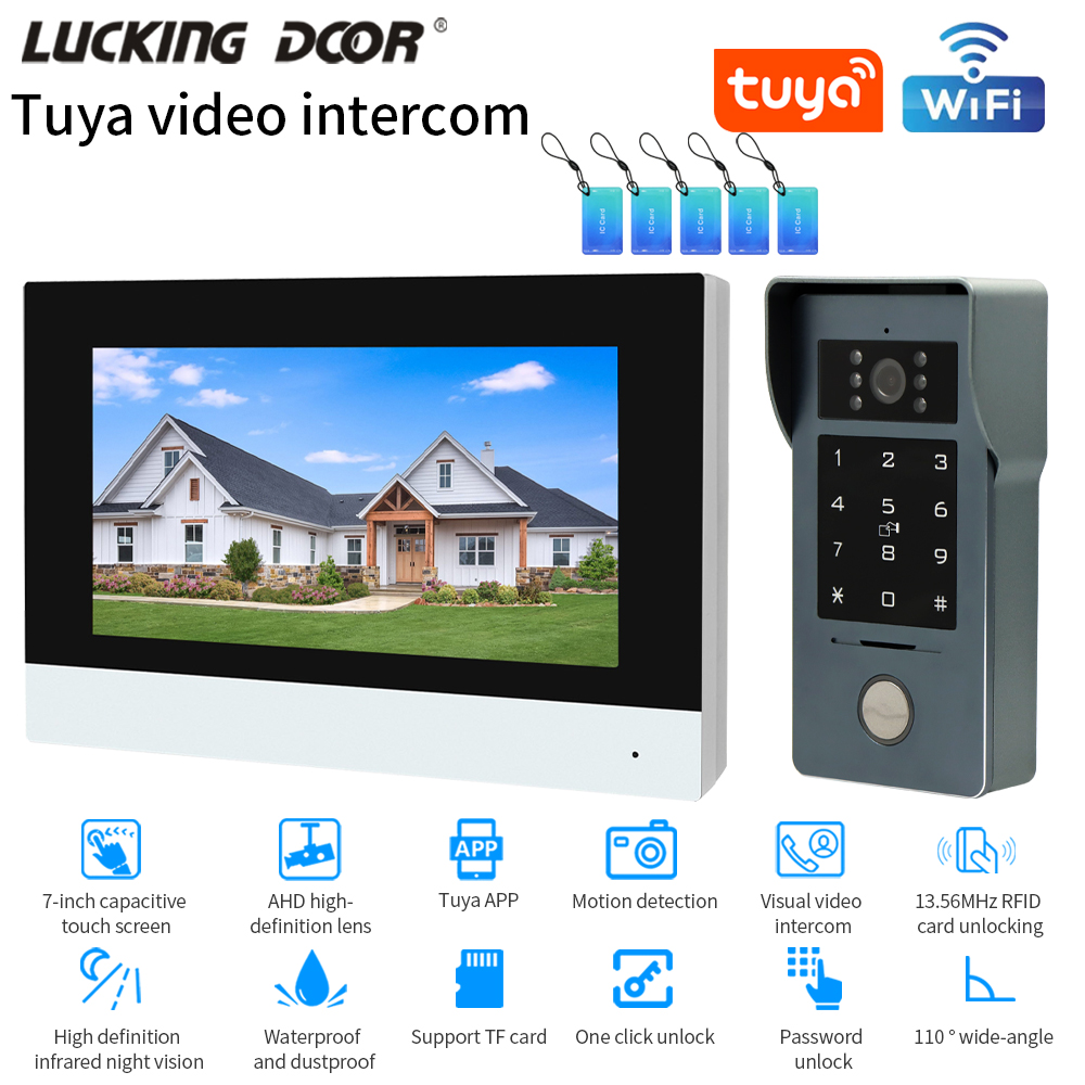 Smart Doorbell Wired - Tuya Wifi 7/10 インチビデオインターホンキット Tuya スマートホームビデオドアホンシステム