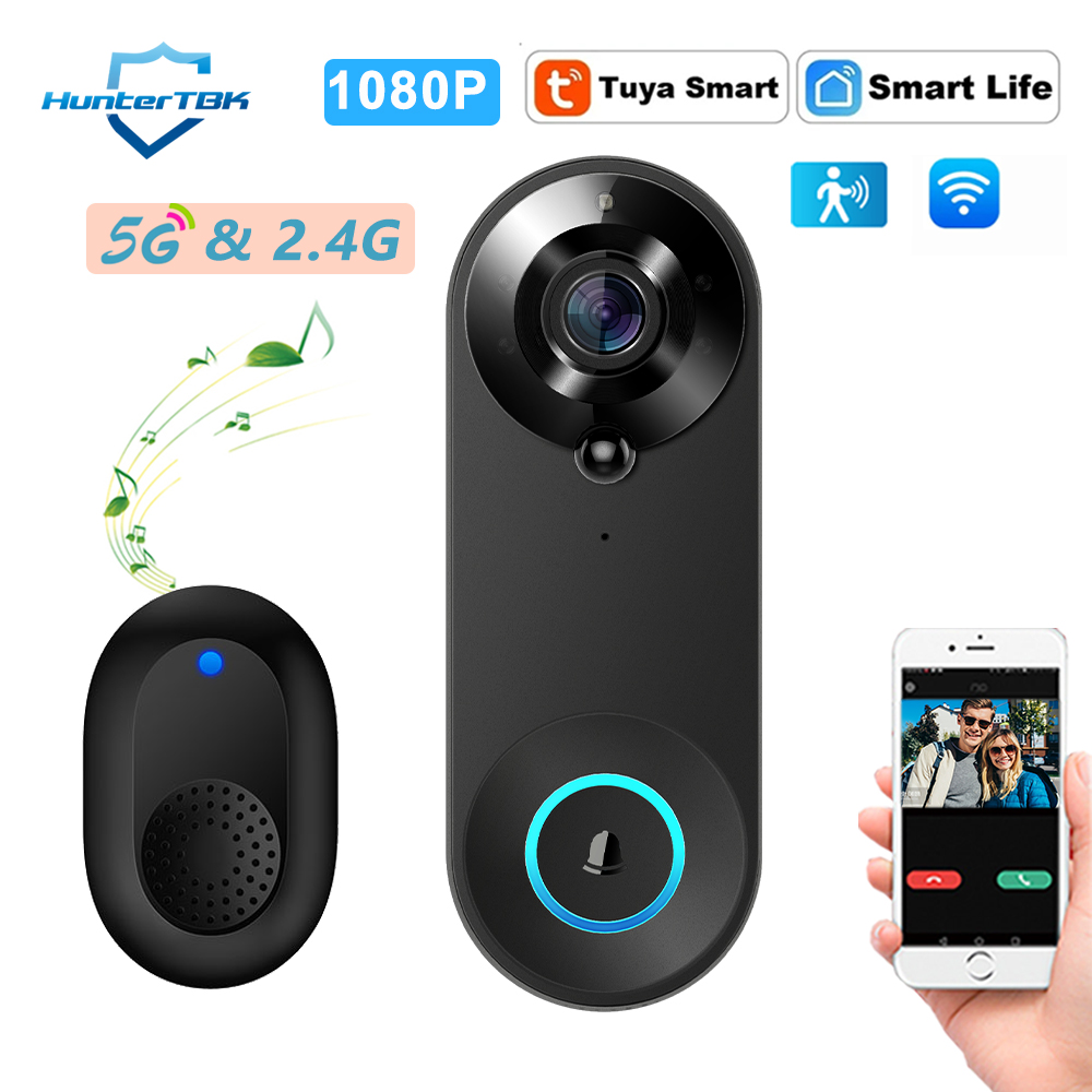 Smart Doorbell Wired - 5G 2.4G WiFi ビデオドアベル 1080P ワイヤレスカメラドアベル