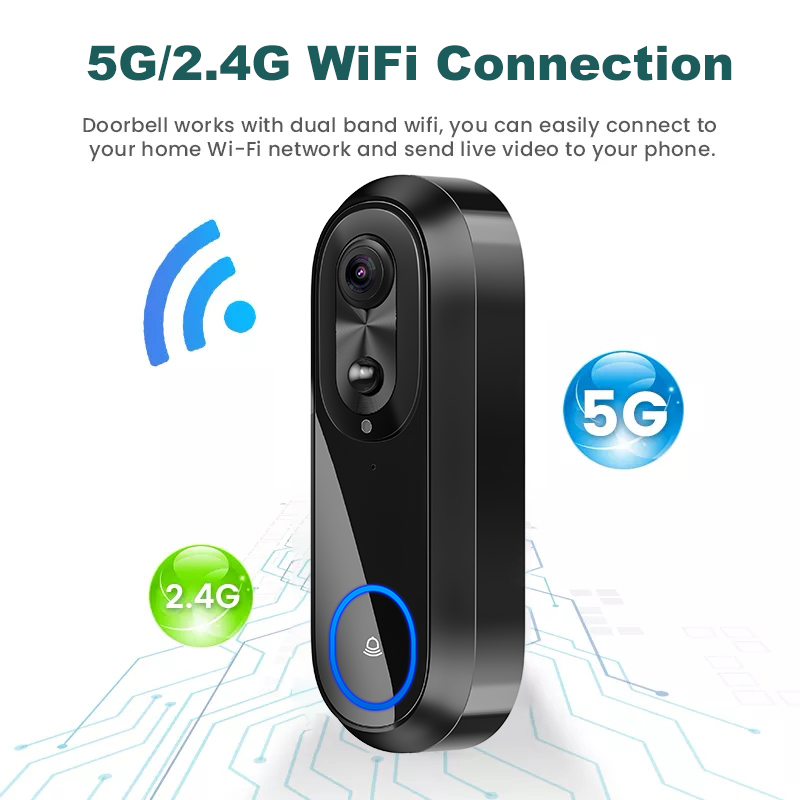 5G 2.4G WiFi ビデオドアベル 1080P ワイヤ - Smart Doorbell Wired のレビューと価格
