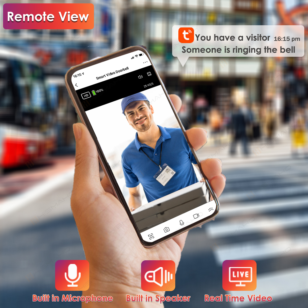 Tuya-ワイヤレスビデオインターホン,防水,wifiドアベ - Smart Doorbell Wired のレビューと価格