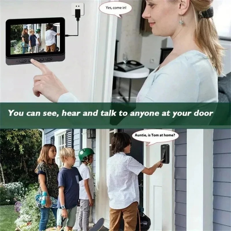 M8 スマートビジュアルドアベル WiFi 双方向インターホ - Smart Doorbell Wired のレビューと価格