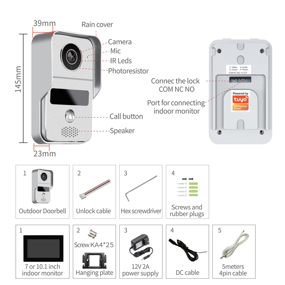 KW02 Wifi ビデオドアベルシステム 1080P ドア - Smart Doorbell Wired のレビューと価格